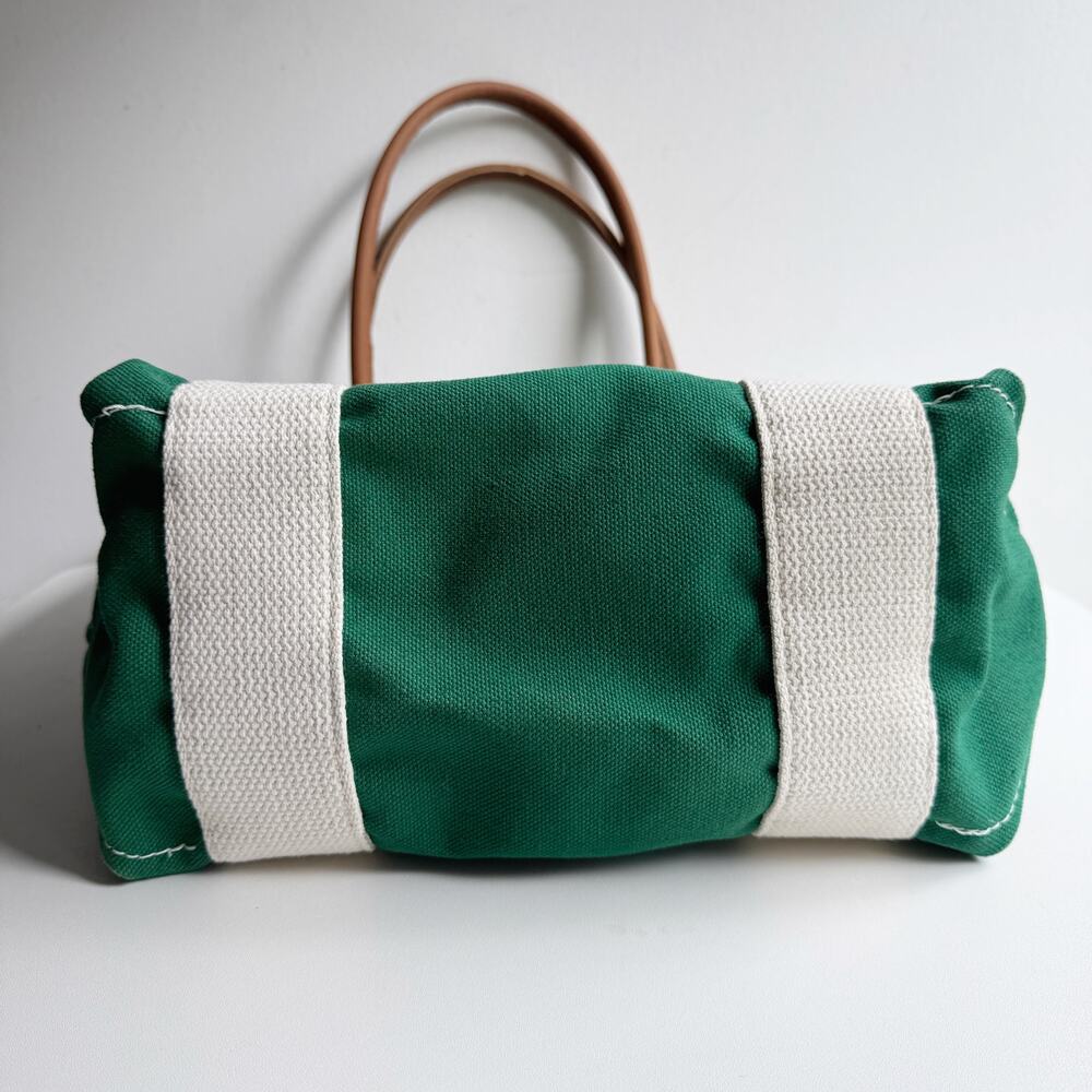 NWT L.L.Bean Green Tricolor Monogram S Leather-Handle Katahdin Boat and Tote Bag - Picture 5 of 10